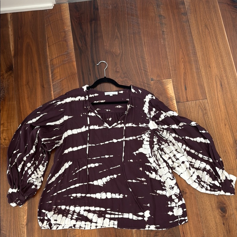 Young Fabulous & Broke Tie-Dye Blouse - Brown and White